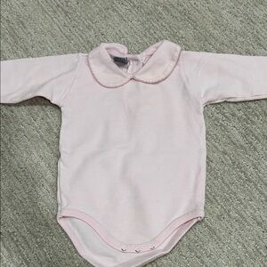 Adorable Pink Collared Long Sleeve Baby Bodysuit